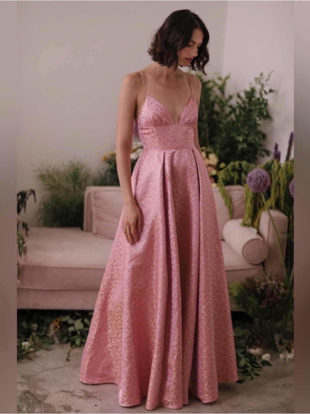 Sau Lee pink jacquard Ada gown
